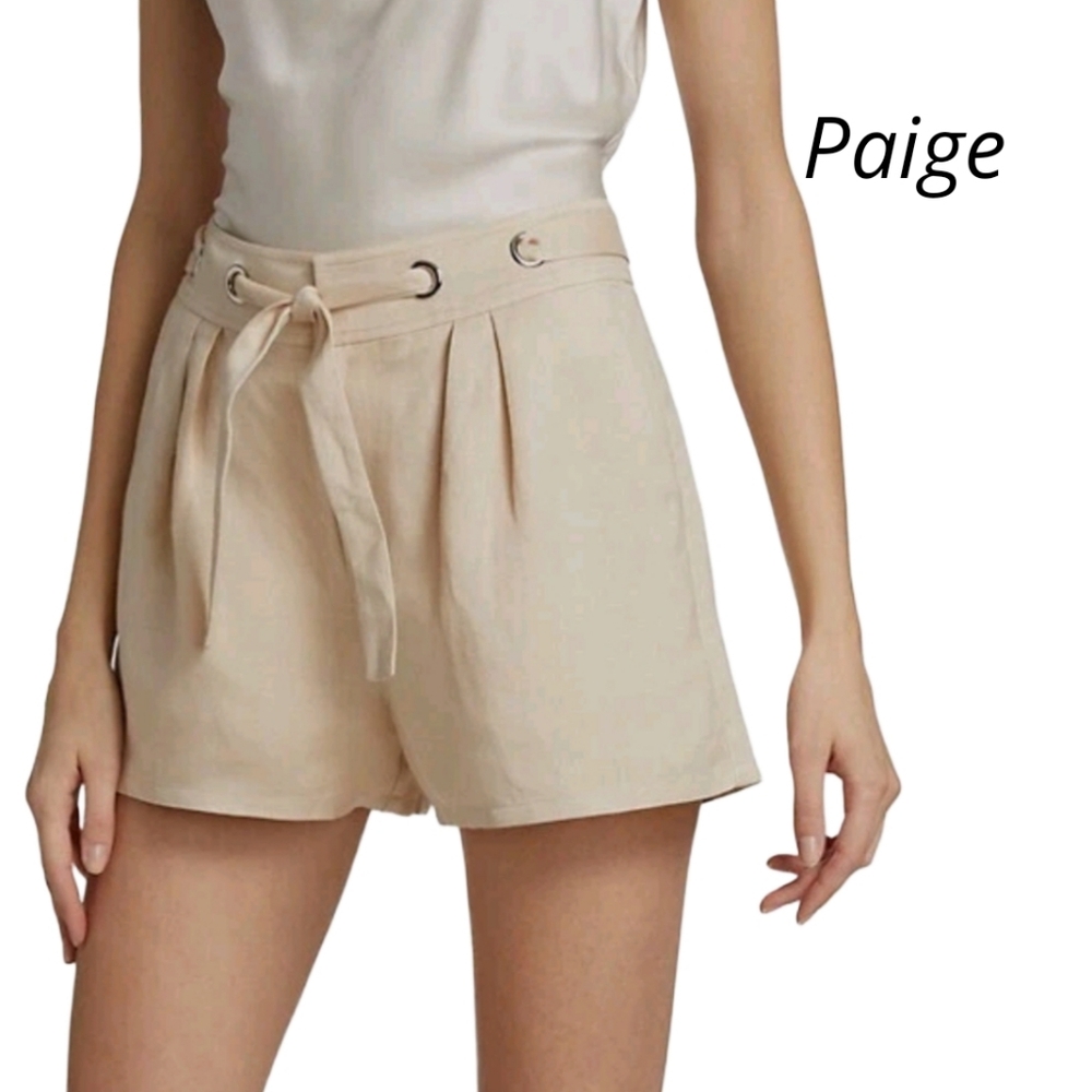 Paige Womens Ecru Trmeyana Drawstring  Linen Blend Shorts Size 0   Small Xs